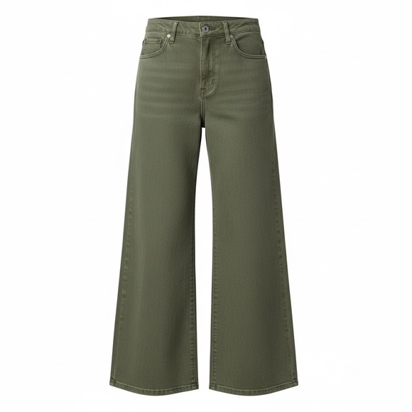 Universal Thread Denim - Universal Thread Olive Green Wide Leg Ankle Jeans Womens 14 High Rise Cropped